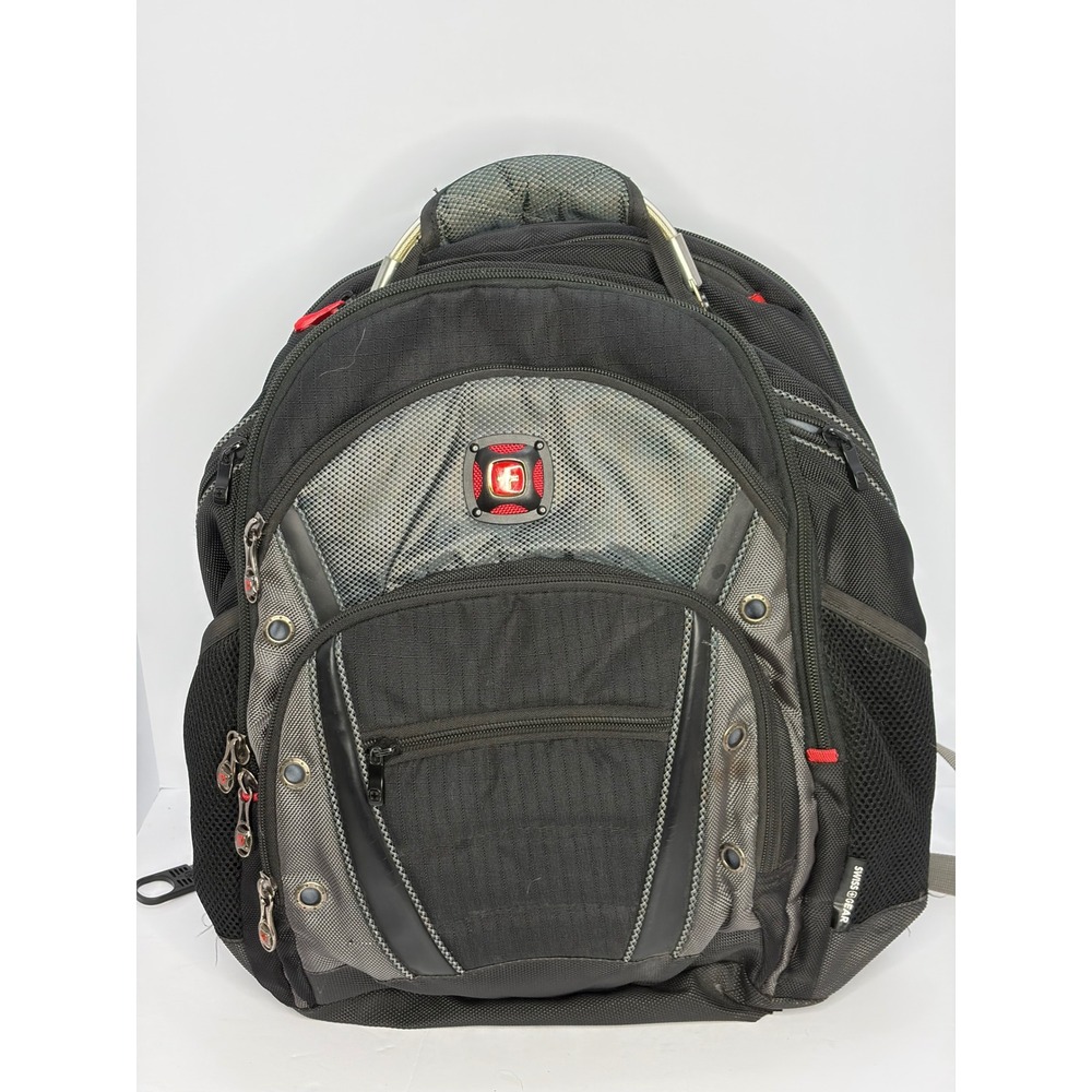 SwissGear Laptop Backpack Black Gray Padded Travel School Bag